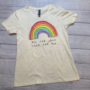 Cream Tee with Rainbow Graphic